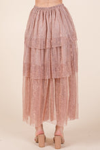 Load image into Gallery viewer, Elastic Waisted Embossed Mesh Tiered Ruffle Skirt
