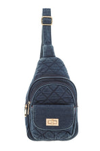 Load image into Gallery viewer, Cross Pattern Denim Sling Bag
