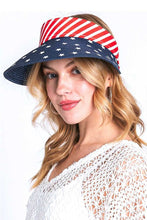 Load image into Gallery viewer, American Flag Printed Straw Visor
