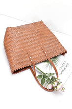 Load image into Gallery viewer, Faux Bamboo Weaved Basket Tote
