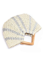 Load image into Gallery viewer, Wooden Handle Metallic Straw Basket Tote
