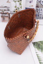 Load image into Gallery viewer, Faux Bamboo Top Handle Weaved Basket Tote
