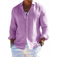 Load image into Gallery viewer, Men&#39;s Long Sleeve Loose Solid Color Lapel Button Top
