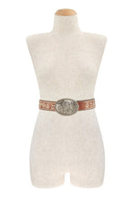Load image into Gallery viewer, Metal Oval Buckle Flower Belt
