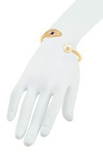 Load image into Gallery viewer, Rhinestone Eye with Pearl Accent Hinge Bracelet
