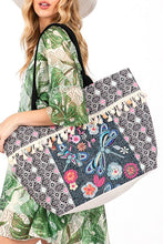 Load image into Gallery viewer, Embroidered Tassel Oversize Fashion Tote Bag
