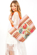 Load image into Gallery viewer, Boho Flower Beaded Embroidered Oversize Tote Bag
