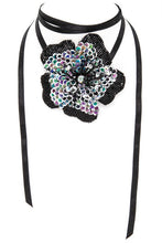 Load image into Gallery viewer, Sequins Beaded Flower Convertible Tie Necklace
