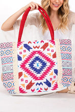 Load image into Gallery viewer, Aztec Printed Embroidered Oversize Tote Bag
