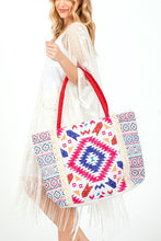 Load image into Gallery viewer, Aztec Printed Embroidered Oversize Tote Bag
