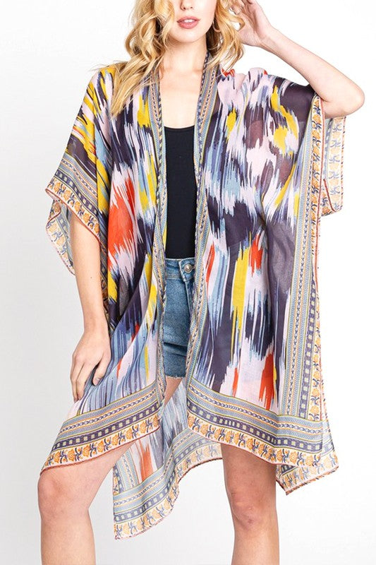 Mix Print Light Weight Kimono Cardigan