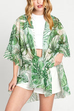 Load image into Gallery viewer, Tropical Leaf Printed Lace Kimono Cardigan
