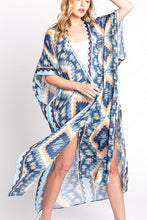 Load image into Gallery viewer, Aztec Printed Long Kimono Duster
