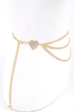 Load image into Gallery viewer, Rhinestone Heart Charm Layer Chain Belt
