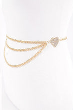 Load image into Gallery viewer, Rhinestone Heart Charm Layer Chain Belt
