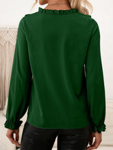 Load image into Gallery viewer, Frill Round Neck Flounce Sleeve Blouse
