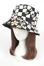 Load image into Gallery viewer, Checker Board Daisy Print Bucket Hat
