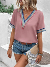 Load image into Gallery viewer, Full Size V-Neck Short Sleeve Blouse
