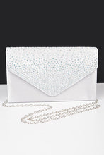 Load image into Gallery viewer, Rhinestone Pave Pleated Satin Evening Clutch
