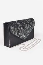 Load image into Gallery viewer, Rhinestone Pave Pleated Satin Evening Clutch
