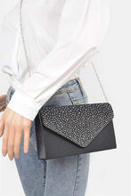 Load image into Gallery viewer, Rhinestone Pave Pleated Satin Evening Clutch
