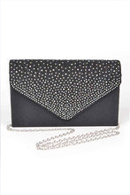 Load image into Gallery viewer, Rhinestone Pave Pleated Satin Evening Clutch
