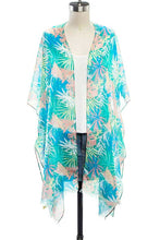 Load image into Gallery viewer, Tropical Leaf Print Kimono Cover Up
