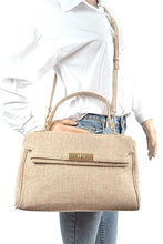 Load image into Gallery viewer, Large Top Handle Linen Convertible Bag
