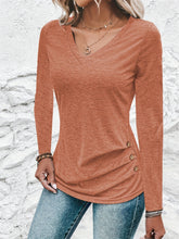 Load image into Gallery viewer, Heathered V-Neck Long Sleeve T-Shirt
