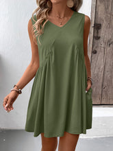 Load image into Gallery viewer, Ruched V-Neck Sleeveless Mini Dress
