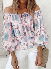 Load image into Gallery viewer, Floral Off-Shoulder Flounce Sleeve Blouse
