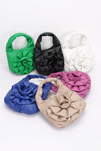 Load image into Gallery viewer, Pleated Flower Top Handle Clutch
