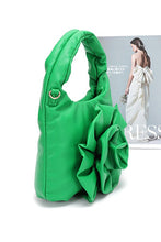 Load image into Gallery viewer, Pleated Flower Top Handle Clutch
