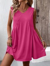 Load image into Gallery viewer, Ruched V-Neck Sleeveless Mini Dress
