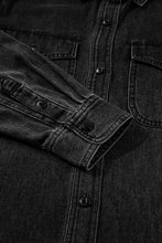 Load image into Gallery viewer, Black Flap Pocket Buttons Collared Jean Jacket
