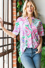 Load image into Gallery viewer, Heimish Full Size Paisley Print Short Sleeve Top
