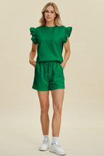 Load image into Gallery viewer, Double Take Full Size Texture Round Neck Ruffle Sleeve Top and Shorts Set
