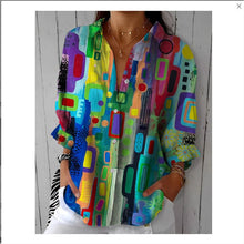Load image into Gallery viewer, Womens Floral Print Long-sleeved Casual Button Top
