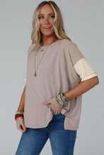 Load image into Gallery viewer, Simply Taupe Exposed Seam Colorblock Loose Tee
