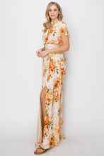 Load image into Gallery viewer, HYFVE Floral Tie Back Short Sleeve Slit Maxi Dress
