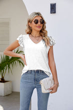 Load image into Gallery viewer, Smocked Flutter Sleeve V-Neck Top
