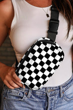 Load image into Gallery viewer, White Checkered Print Buckle Wide Belt Crossbody Bag
