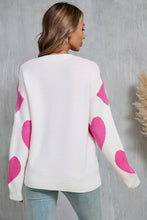 Load image into Gallery viewer, Angel Wings Contrast Heart Dropped Shoulder Long Sleeve Sweater
