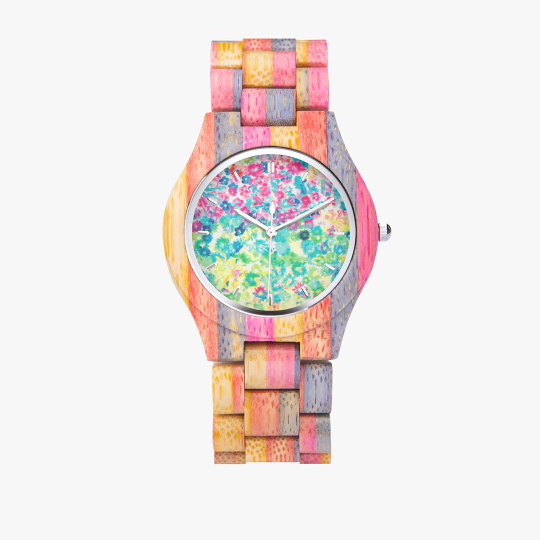 Ti Amo I love you - Exclusive Brand  - Floral - Camouflage Wooden Watch - Grey & Pink