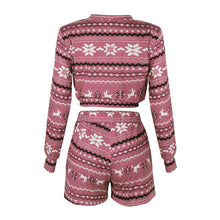 Load image into Gallery viewer, Womens Autumn Winter Printed Long Sleeved Casual Christmas Loungewear Suit Pajamas
