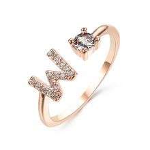 Load image into Gallery viewer, Womens New Design Adjustable 26 Initial Letter Ring Fashion Simple Elegant Jewelry

