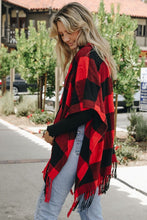 Load image into Gallery viewer, Buffalo Check Tassel Poncho
