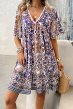 Load image into Gallery viewer, Printed V-Neck Half Sleeve Mini Dress
