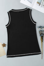 Load image into Gallery viewer, Black Letters Butterfly Floral Printed Stitching Crewneck Tank Top
