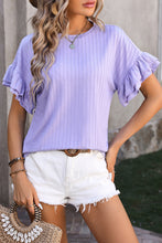 Load image into Gallery viewer, Orchid Petal Ruffle Sleeve Textured Top
